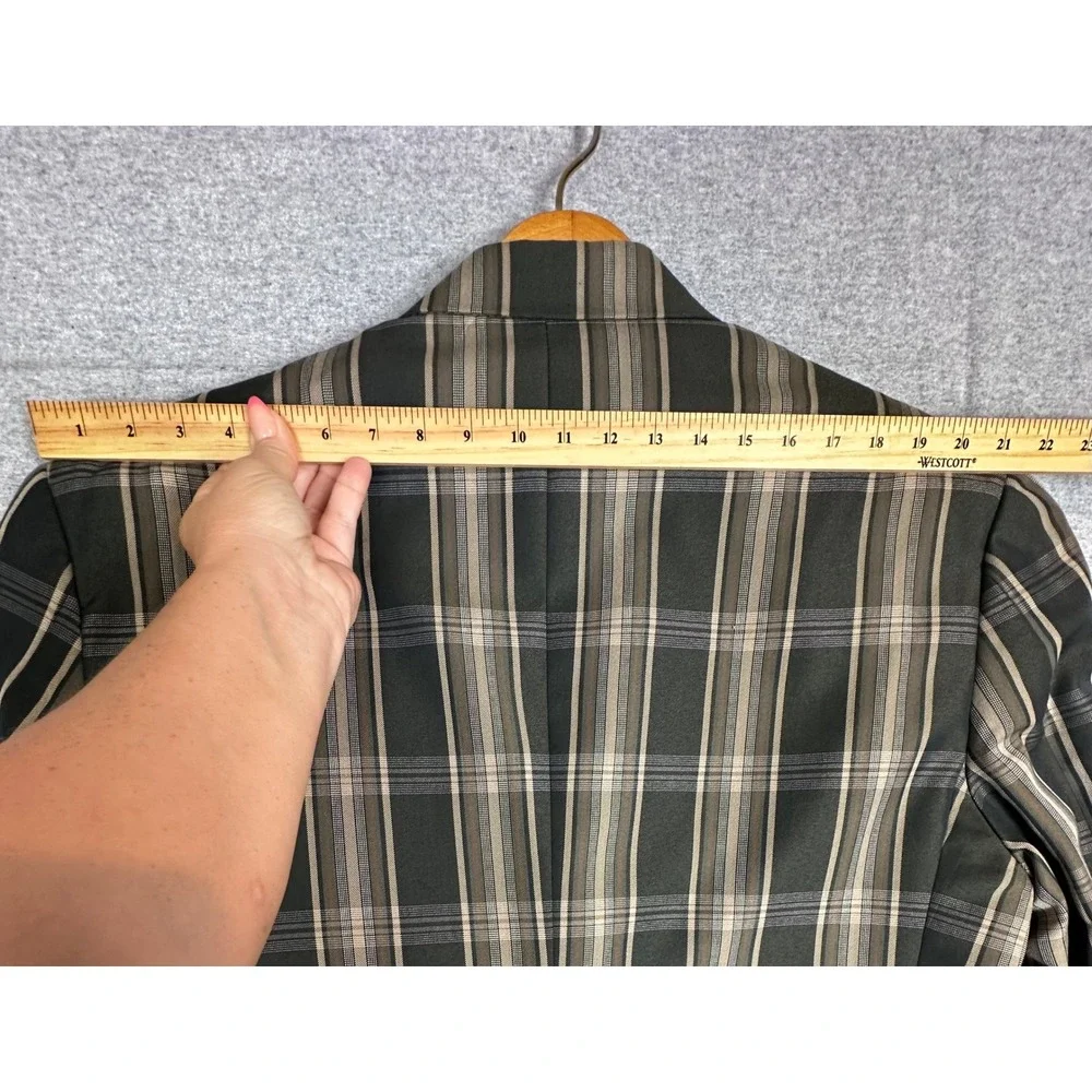NEW Stacy Adams Blazer Mens 46L Black Tan Plaid Super 100s Long Jacket